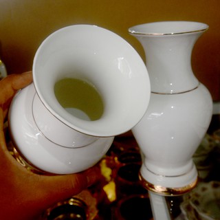 Bình hoa thờ cúng bàn thờ gốm sứ trắng