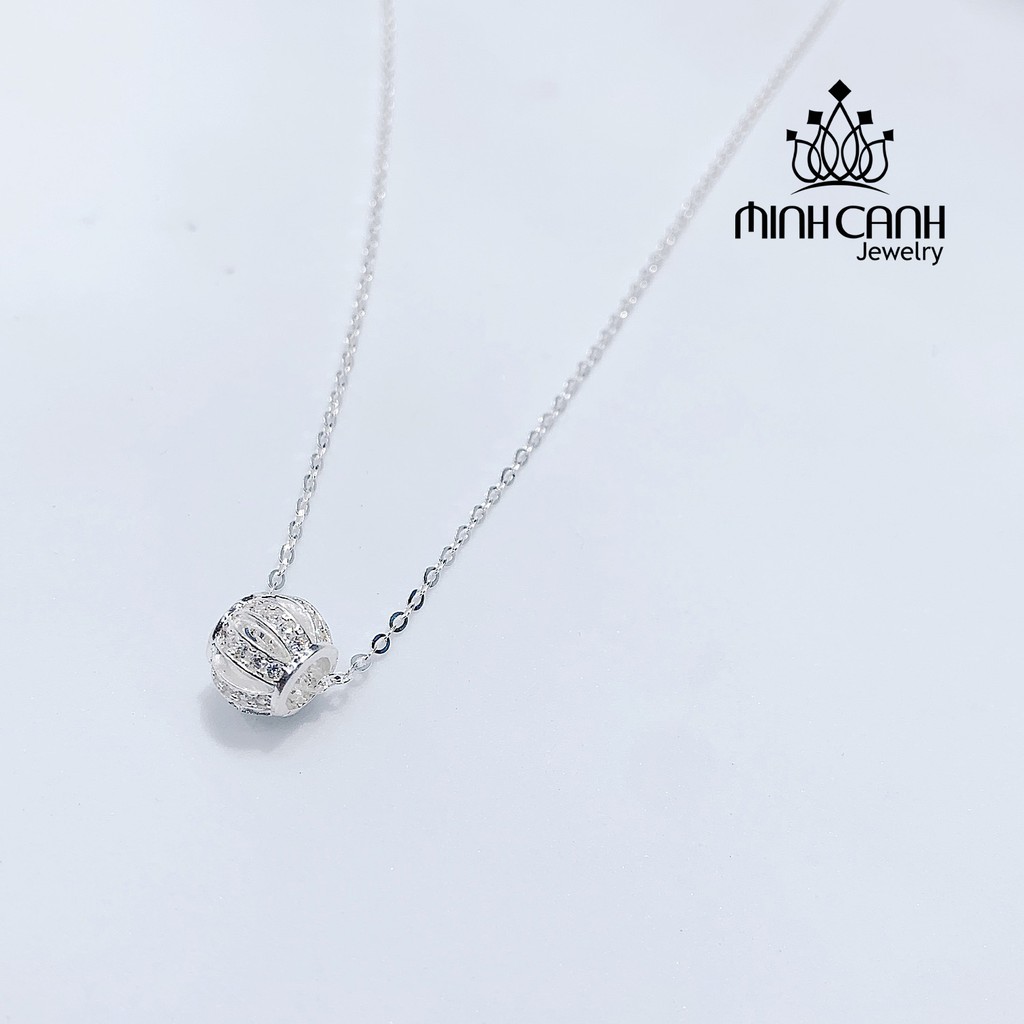 Dây Chuyền Bạc Quả Cầu Khía Đính Đá - Minh Canh Jewelry