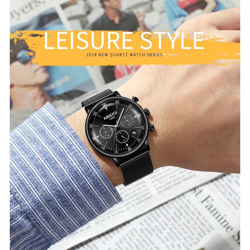 Đồng hồ nam NIBOSI 2331 chính hãng, dây kim loại không gỉ - Đồng hồ doanh nhân nibosi 1985 | BigBuy360 - bigbuy360.vn