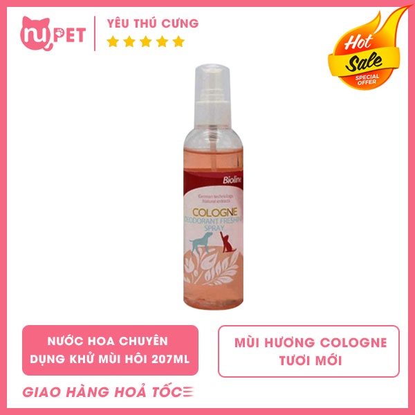 Nước hoa chuyên dụng khử mùi cho chó mèo Bioline 207ml