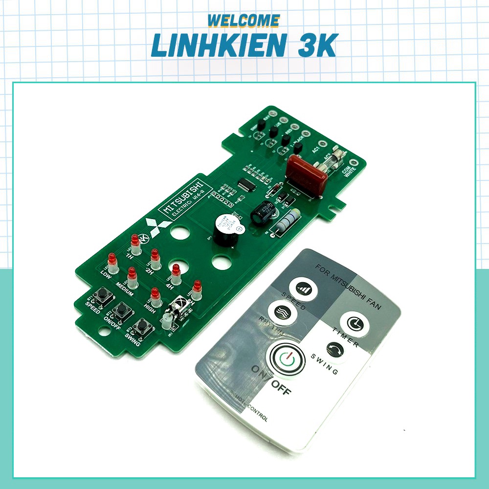 Bo mạch quạt treo tường MITSUBISHI W16-R, W16RT thay thế cho mạch quạt cũ hỏng