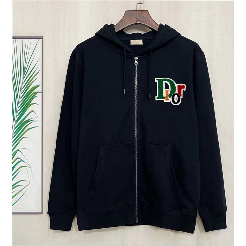 Áo Khoác Hoodie cotton Có Khóa Kéo Thêu Chữ D10R 2022 Size S-4XL Thời Trang Thu Đông