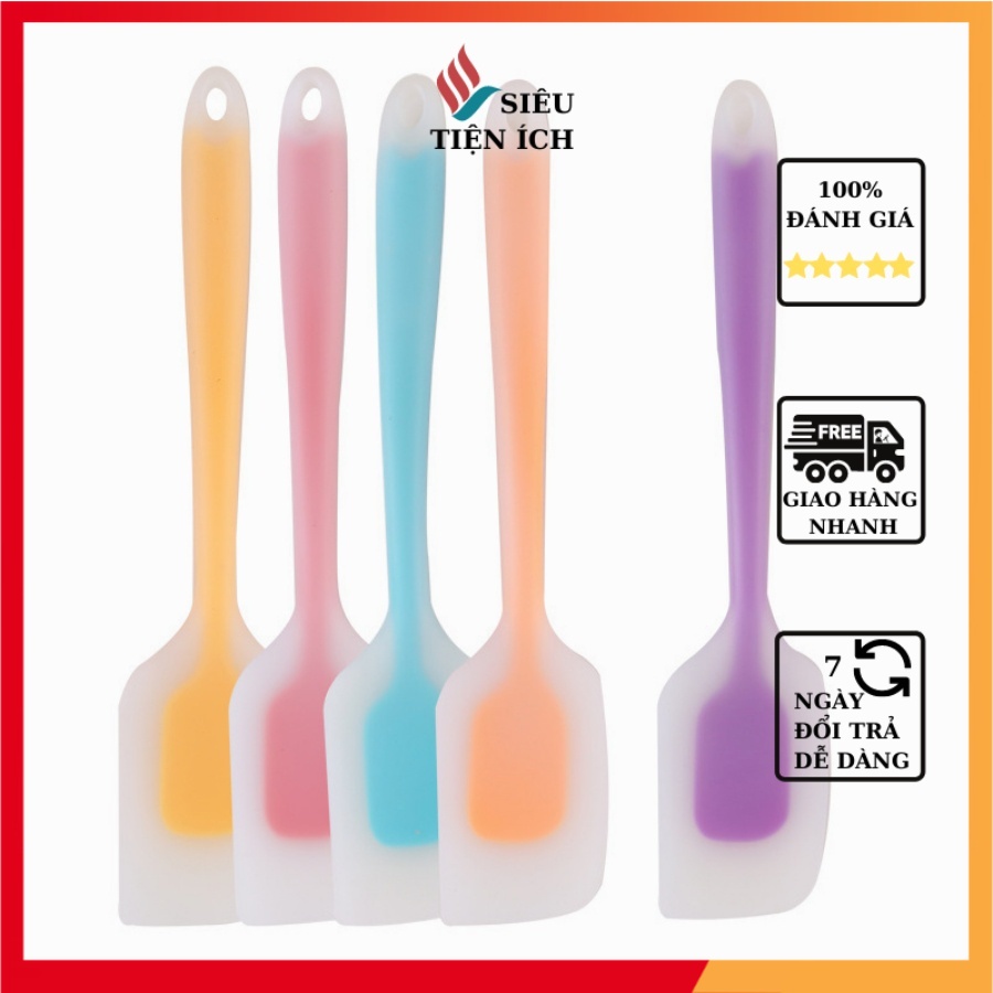 Phới dẹt Spatula silicon trộn vét bột, vét kem đúc lưỡi trong dài 29cm