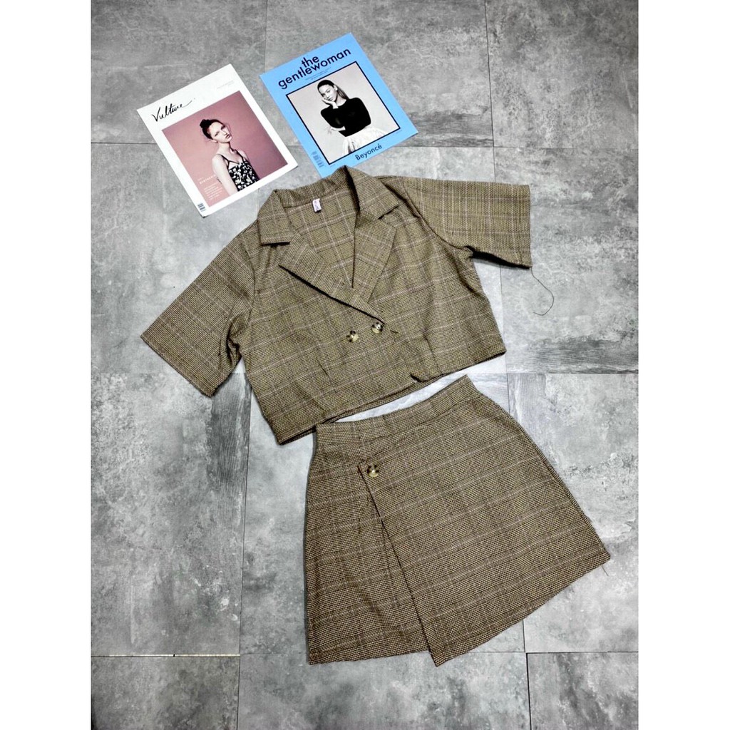 Set áo vest croptop mix chân váy siêu xinh (Ảnh thật) | BigBuy360 - bigbuy360.vn