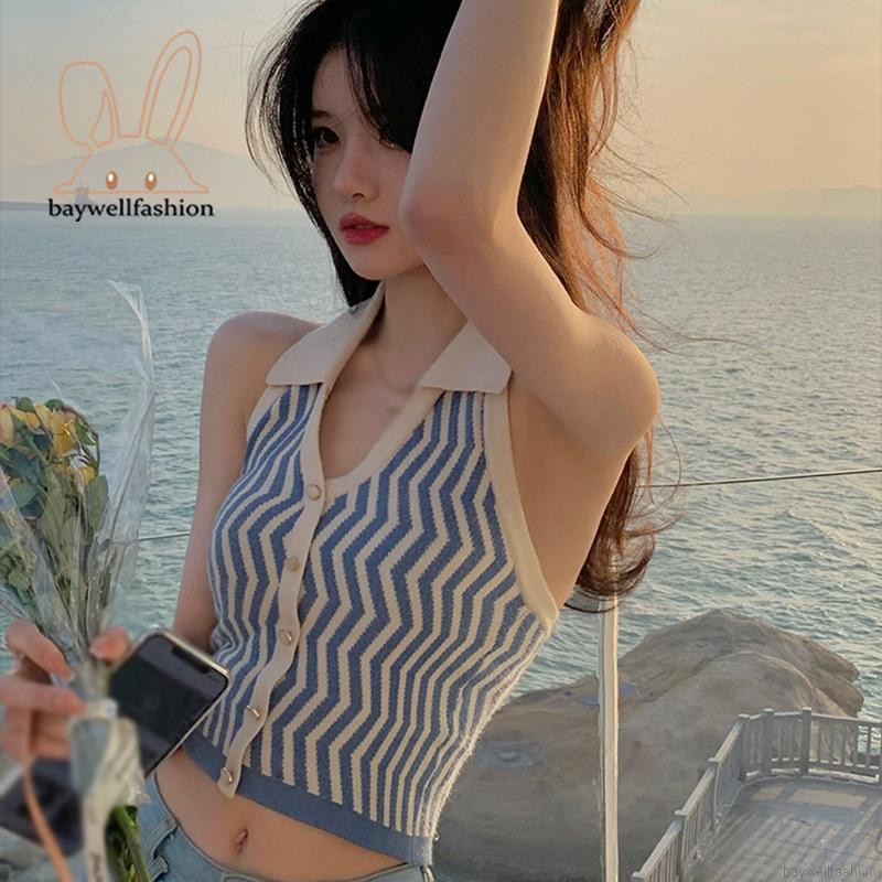 Áo Nữ Không Tay Họa Tiết Sọc Thời Trang Quyến Rũ | BigBuy360 - bigbuy360.vn