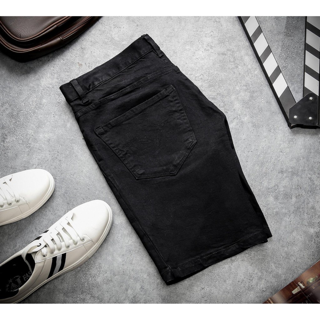 Quần short jean nam đen co giãn vải cotton cao cấp mặc thỏa mái Size từ 50-80kg | BigBuy360 - bigbuy360.vn