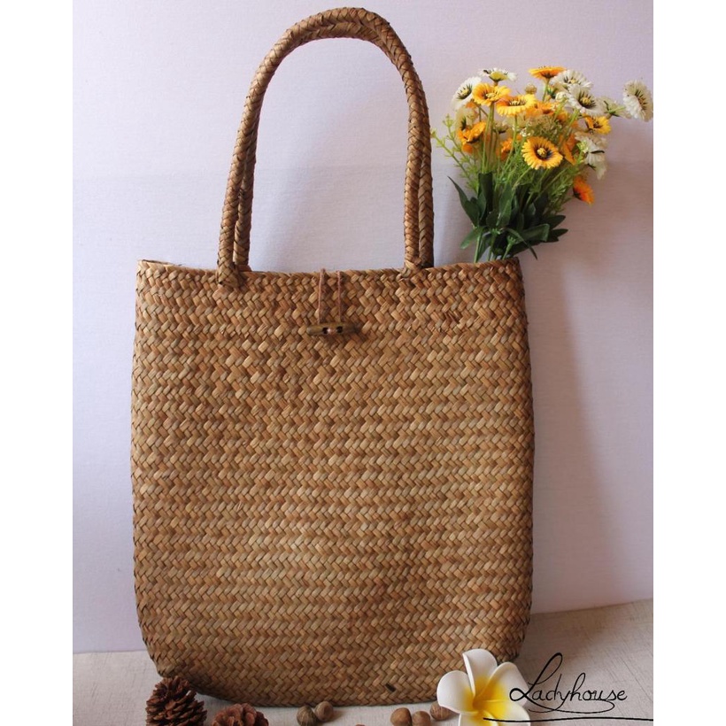 Túi Xách Sức Chứa Lớn Bằng Rơm Dệt Thời Trang Đi Biển Cho Nữ