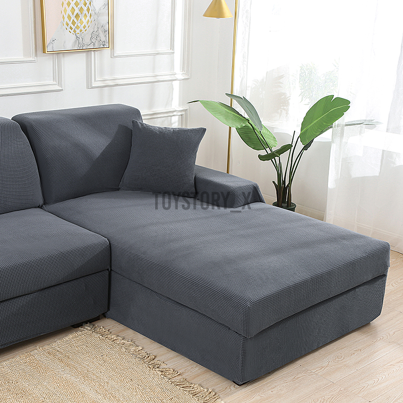 Grey Stretch Elastic Sofa Cover Solid Non Slip Soft Slipcover Washable Couch Furniture Protector for Living Room