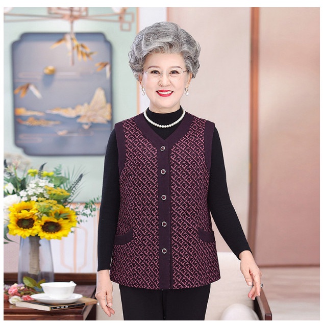 (HÀNG SẴN) Áo Khoác Len Ghi Lê Cho Bà Cho Mẹ AL32 - Hàng Quảng Châu Cao Cấp