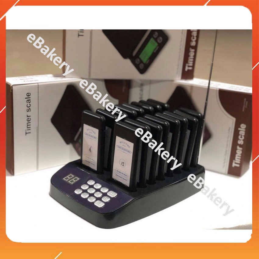 Bộ 16 thẻ rung, thiết bị tự phục vụ, gọi khách hàng tự nhận đồ cự li 30m, 50m - eBakery