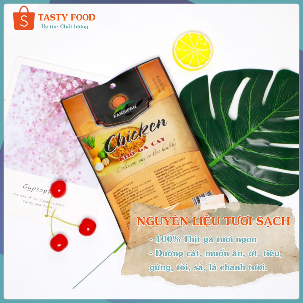 KHÔ GÀ LÁ CHANH Fanxipan gói 50g cay ngon, gà xé lá chanh loại 1 cao cấp, khô gà xé cay tỏi ớt Tasty Food | BigBuy360 - bigbuy360.vn
