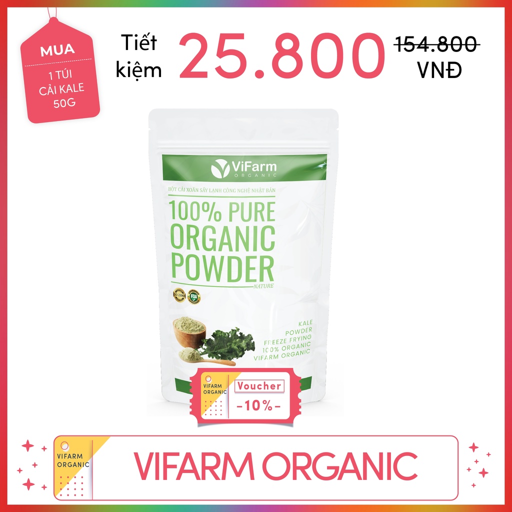 Bột Cải Xoăn Kale Nguyên Chất 100% ViFarm 50Gram