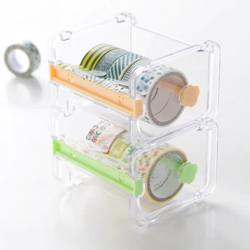 [Michi Art Store] Hộp nhựa đựng và cắt băng dính washi tape