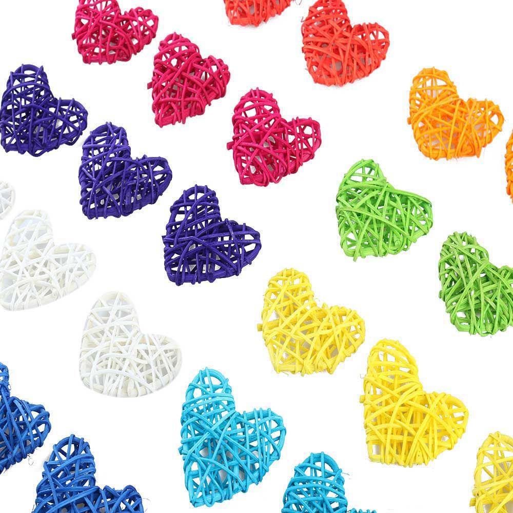 Set 10 Dây Mây 7CM Hình Trái Tim Nhiều Màu Sắc Trang Trí Tiệc Giáng Sinh
