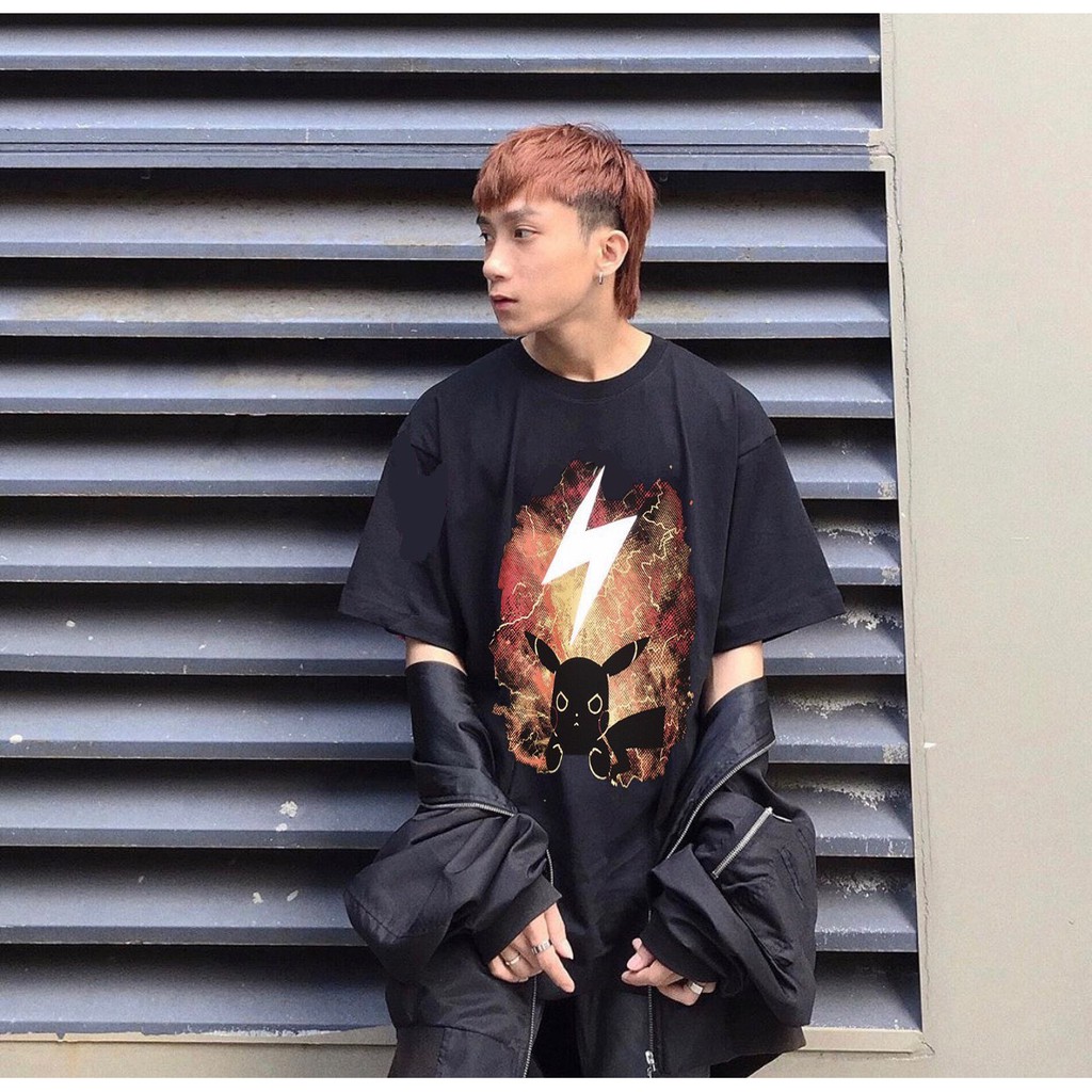 Áo thun PIKACHU SẤM SÉT from rộng unisex tay lỡ cao cấp hot trend 1Kenz