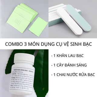 Combo Bộ Sản Phẩm Đánh Sáng Bạc Nước Rửa Bạc Khăn Lau Bạc và Dũa Bạc