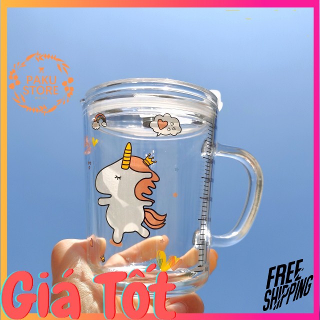 Cốc Nước, Ly Pha Sữa Thuỷ Tinh Có Nắp Đậy, Vạch Chia Cực Kỳ Tiện Lợi | BigBuy360 - bigbuy360.vn
