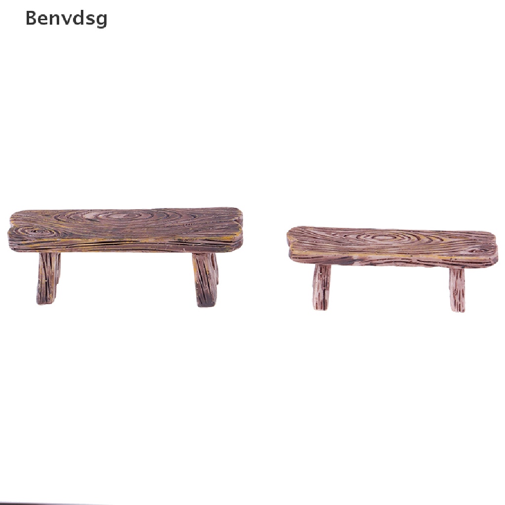 Bộ 2 Mô Hình Băng Ghế Gỗ Mini Trang Trí Bể Cá / Nhà Búp Bê DIY