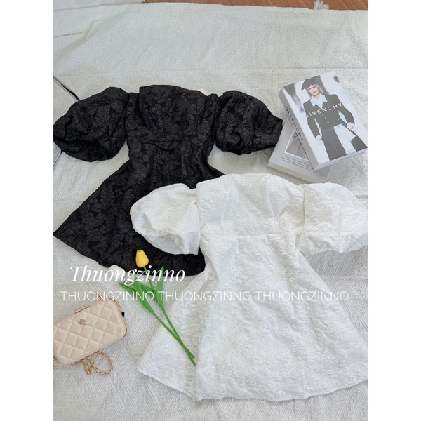 [Ảnh thật/Video] Váy ANNAA DRESS trễ vai tay bồng - Đầm hở  vai nhẹ nhàng sang chảnh