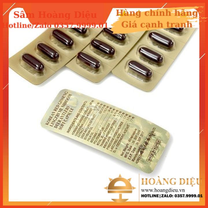 Sâm Hoàng Diệu - Đạm Tổng Hợp Hồng Sâm Nhung Linh Chi, Hộp 60 viên