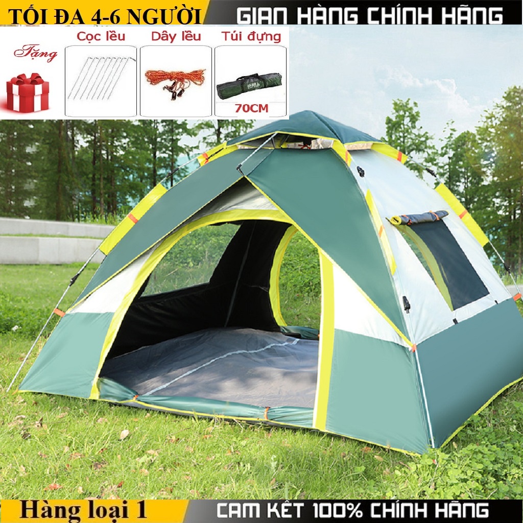 Lều cắm trại tự bung lều phượt du lịch tự động dành cho 4-6 người, chống nước, tia bức xạ, thông gió 2 chiều