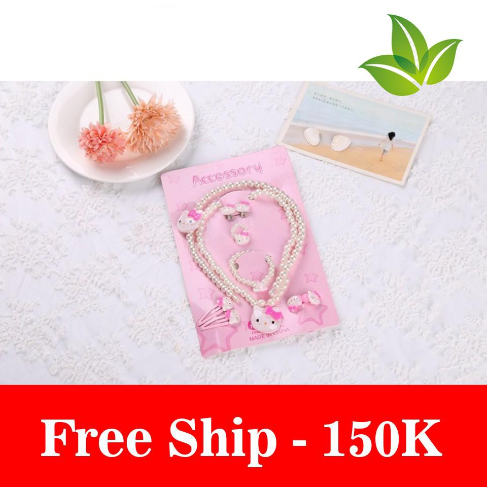 Freeship Bộ Trang Sức Hello Kitty Cho Bé 9 Món
