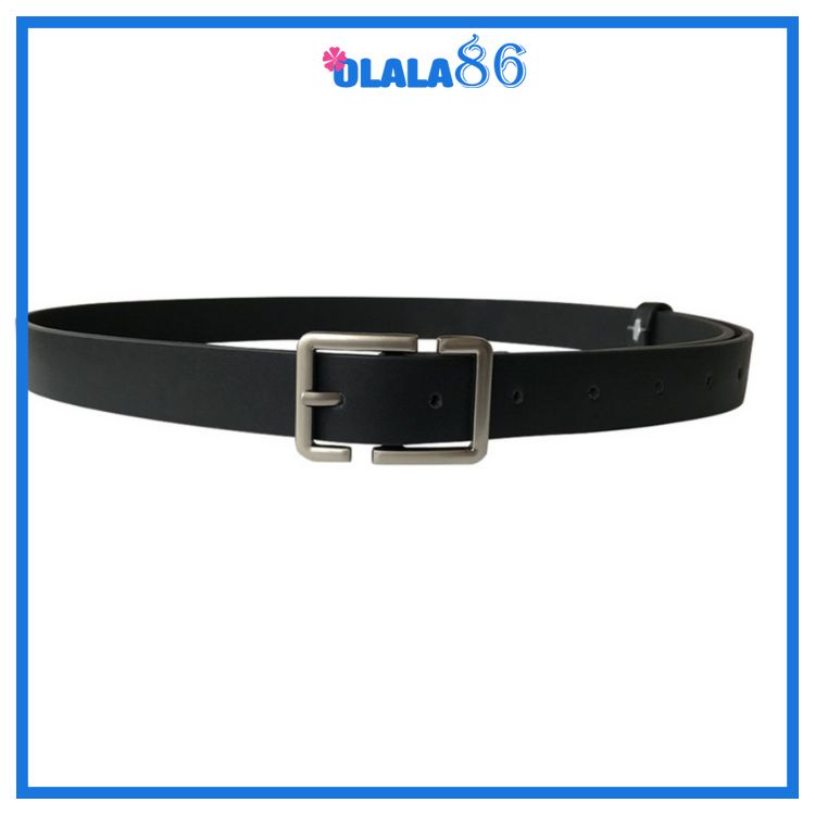 Thắt lưng nam nữ, dây nịt vuông cá tính màu đen da xịn trẻ trung, cá tính OLALA 86