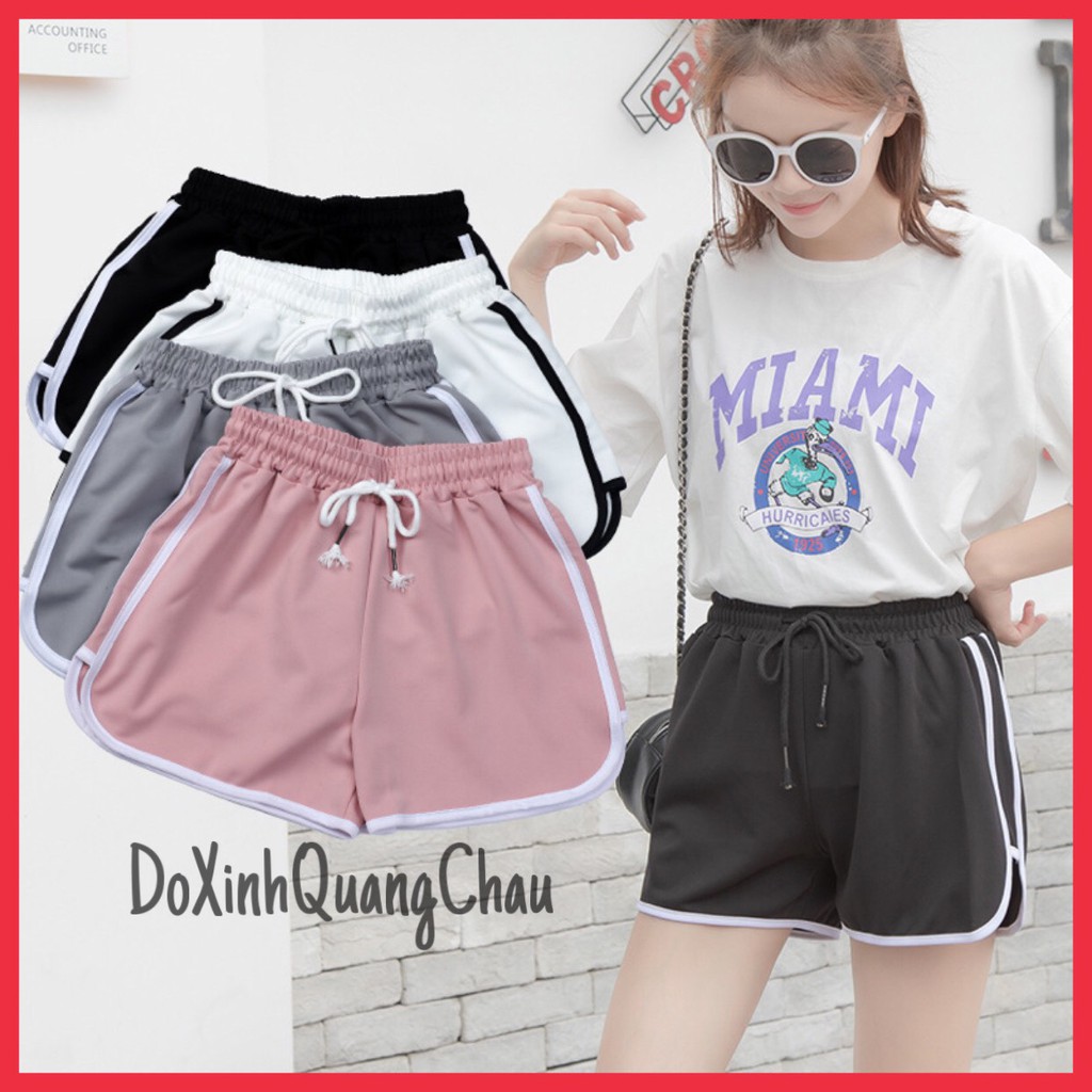 [Quà tặng là dây buộc tóc shop tri ân khách hàng] Quần short nữ viền sọc, Quần đùi nữ mặc nhà hàng QUẢNG CHÂU CAO CẤP