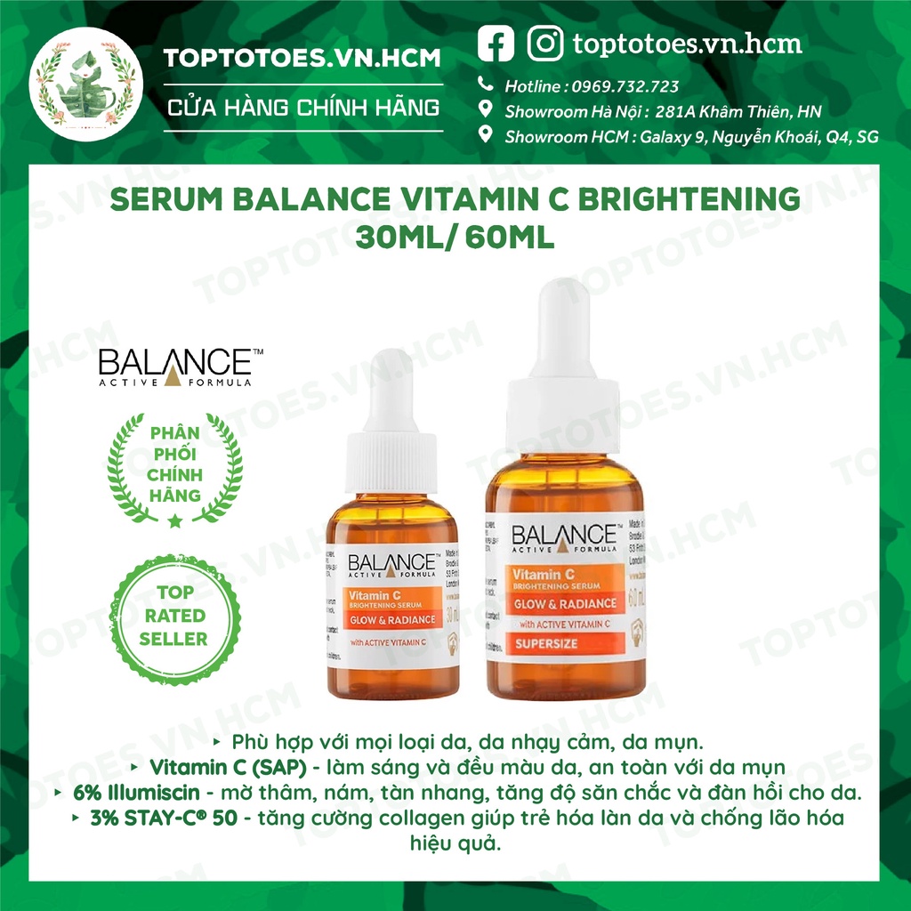 Serum sáng da, mờ thâm Balance Vitamin C Brightening 30ml [NHẬP KHẨU CHÍNH HÃNG 100%]