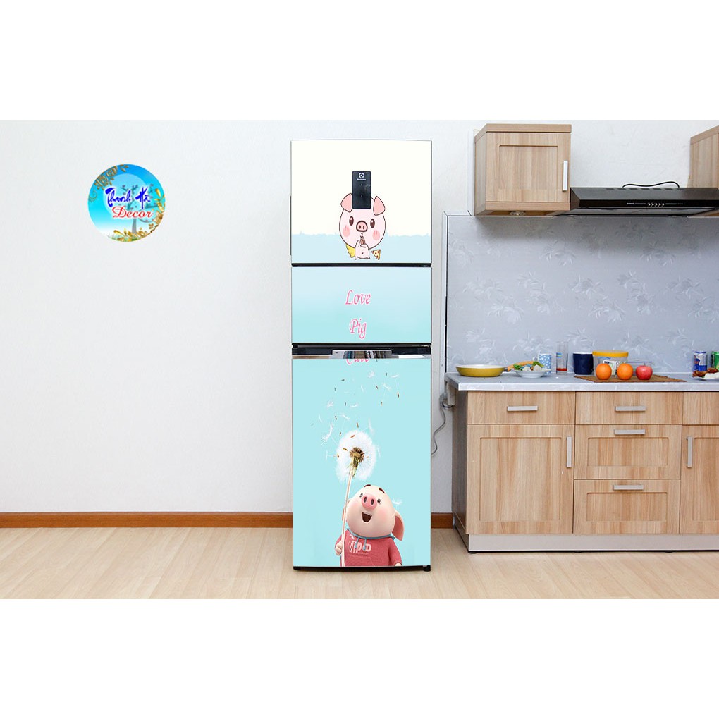 Decal dán tủ lạnh cao cấp - Mẫu PIG Siêu Cute