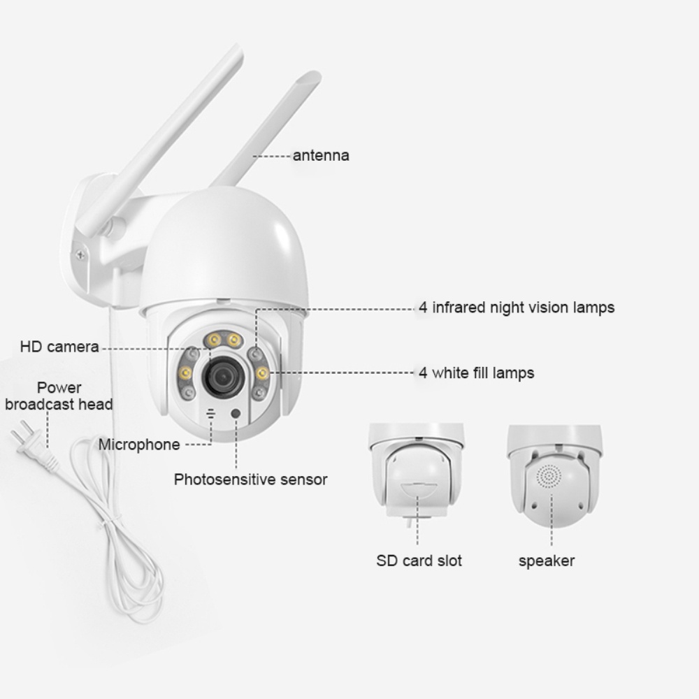 Mới Icsee Ứng Dụng 2mp Ptz Camera Wifi 1080P Wifi Ip Ngoài Trời Ai Con Người Tự Động Theo Dõi HD kính Đi Đường Ban Đêm