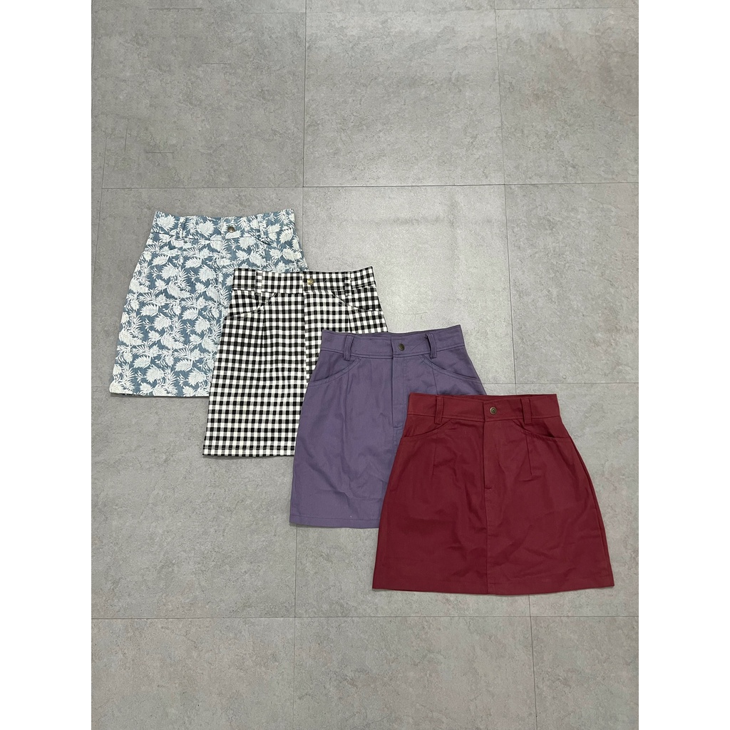 Chân váy HHVINTAGE kiểu lưng cao, hoạ tiết