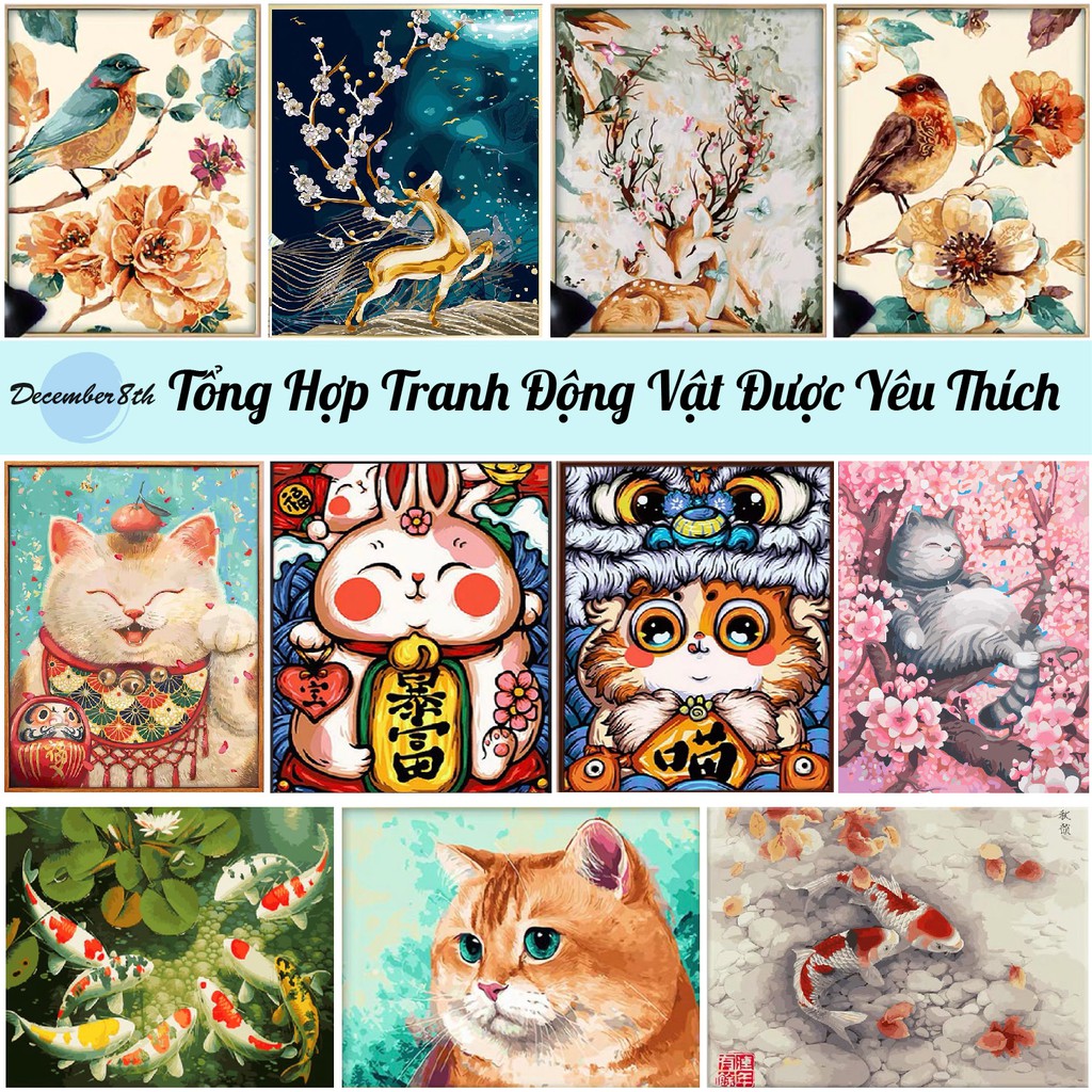 Tranh Tự Tô Màu Tranh Tô Màu Theo Số Tranh Sơn Dầu Số Hóa December8Th - Tranh Loài Vật - Có Sẵn