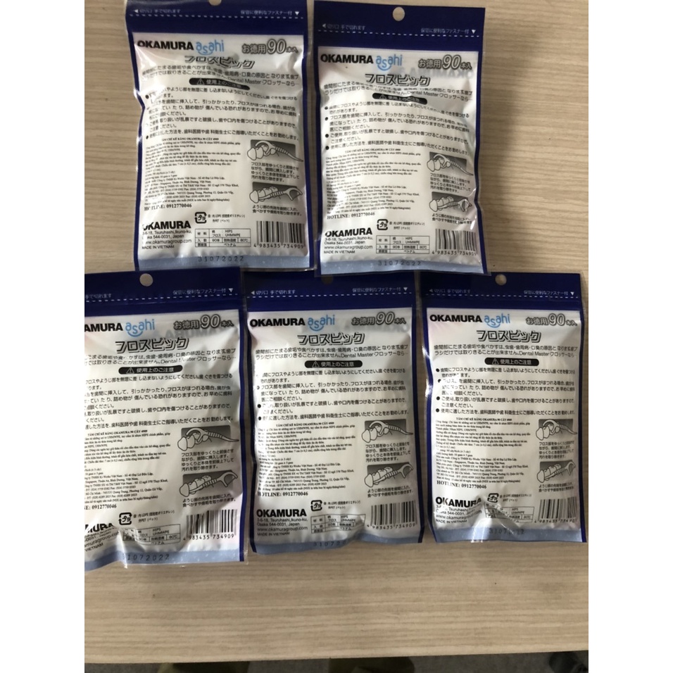 Combo 5 bịch tăm chỉ Okamura 90P