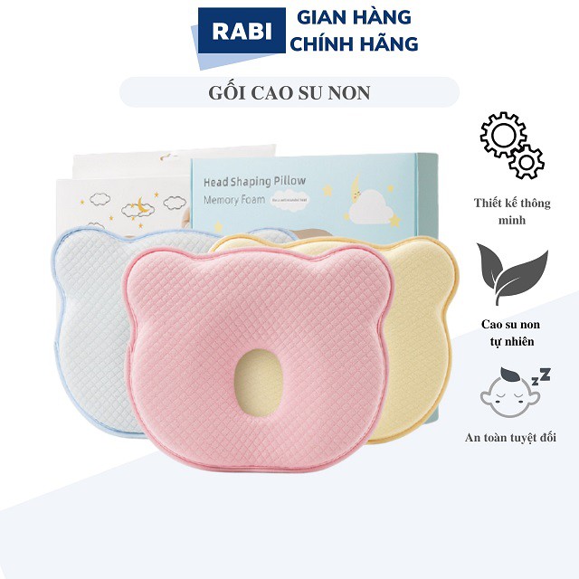 [RABI] Gối Cao Su Non Chống Bẹp Đầu Cho Bé, Gối Định Hình Đầu Bé Chống Vẹo Cột Sống Cho Trẻ Sơ Sinh