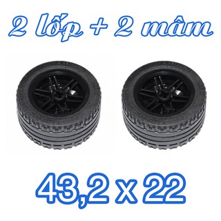 Lego technic 2 lốp 43,2 x 22mm & 2 mâm xe đua 30,4 x 20mm