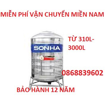 Bồn nước inox Sơn Hà đứng, 300L-3000L, BH 12 năm - hàng chính hãng