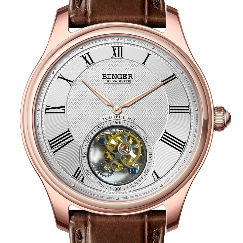 Đồng hồ cơ nam Chronometer số La Mã Binger BG95