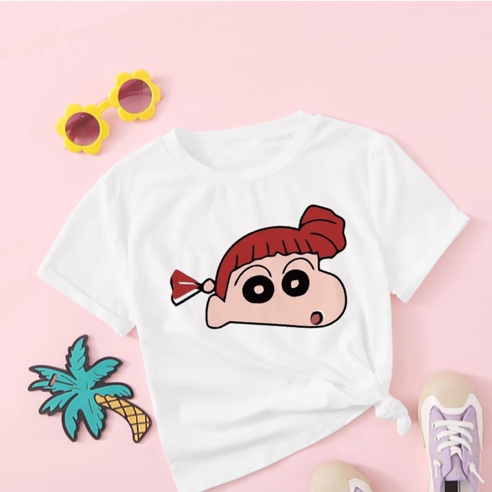 Áo Thun Dáng Rộng Cổ Tròn In Hình shin chan Dễ Thương Thời Trang Cho Bé Trai