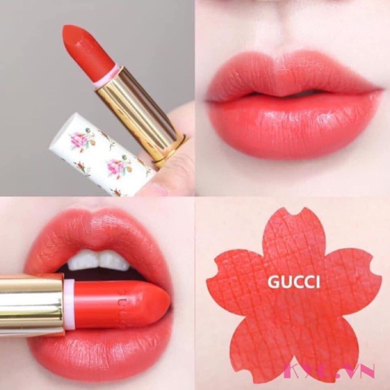 Son Gucci Rouge À Lèvres Voile Màu 500 Matte Odalie Red (Vỏ hoa) – Đỏ Cam