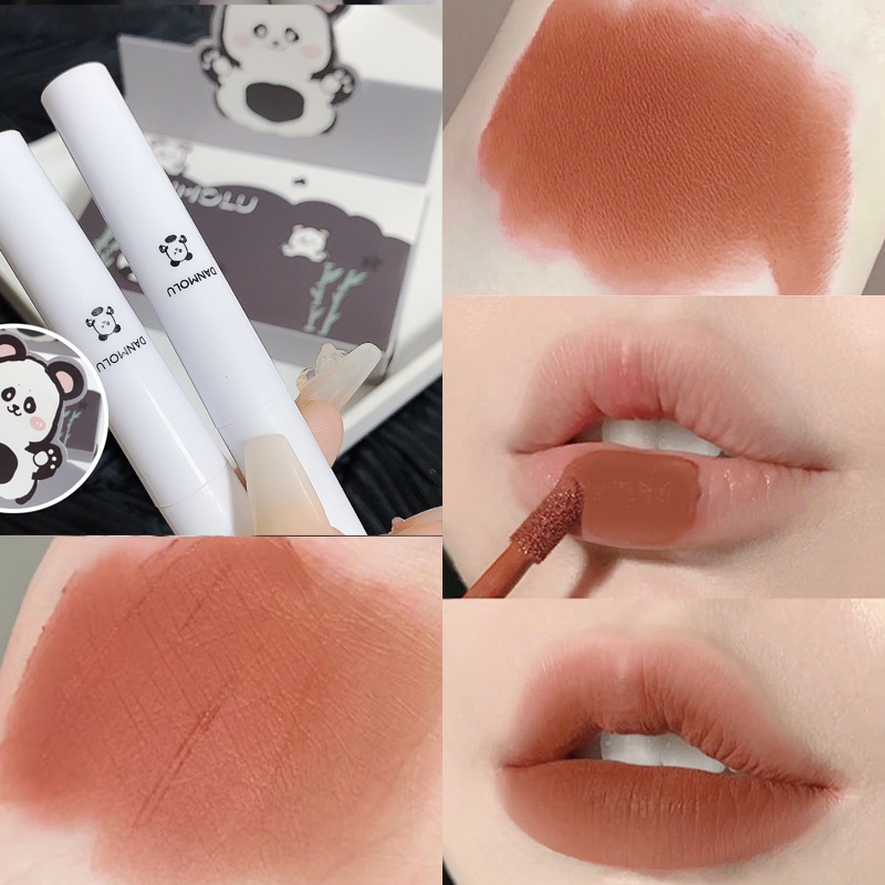 Set 5 Son Môi DANMOLU Dưỡng Ẩm Chống Thấm Nước Lâu Trôi Thiết Kế Vỏ Hình Gấu Trúc Dễ Thương