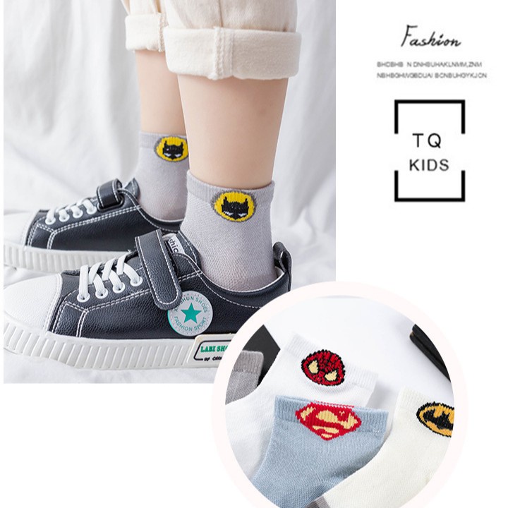 Set 5 Đôi Tất Cotton In Logo Marvel Siêu Anh Hùng Thoải Mái Chất Lượng Cao Thời Trang Mùa Hè Cho Bé Trai Và Gái