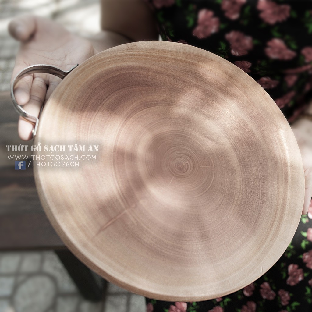 THỚT GỖ 27CM, QUAI INOX