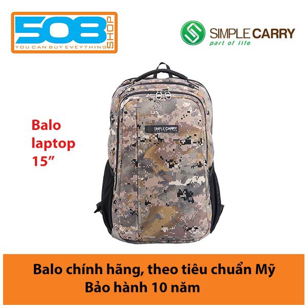 Balo Laptop SimpleCarry K2(Quận đội) cho laptop 15" – Bảo hành chính hãng 10 năm