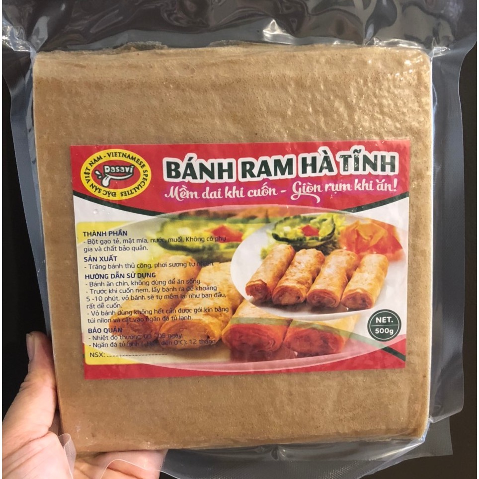 Vỏ Ram Bánh Đa Nem Hà Tĩnh hút chân không loại đặc biệt ngon hảo hạng dẻo mềm dễ gói rán giòn lâu ráo mỡ đủ 95-100 lá