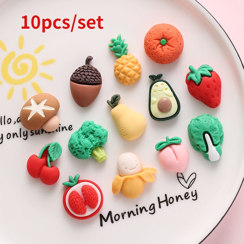 Set 10 Phụ Kiện Trang Trí Vỏ Điện Thoại Hình Rau Củ Dễ Thương