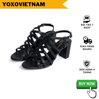 Giày sandal rọ dây thời trang nữ cao 7cm màu đen CS001