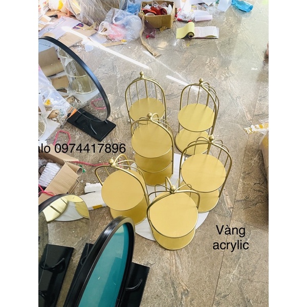 Kệ lồng chim(kệ trang trí để nước hoa, mỹ phẩm. Hàng sơn tinh điện 3 lớp .Vàng gold luxury. Nhũ vàng ánh kim.✅