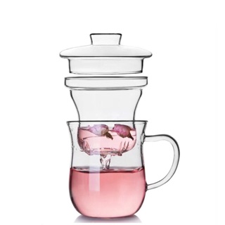 [QUỸ TỪ THIỆN] Cốc (ly) uống trà hoa thuỷ tinh có nắp lọc “Tách trà”