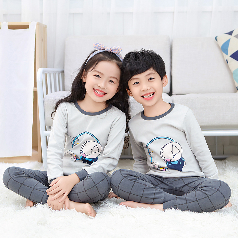 2020 autumn winter children underwear 3years 7year 12year children pajamas sets for boys girls cartoon dinosaur print warm clothes sets 2pcs